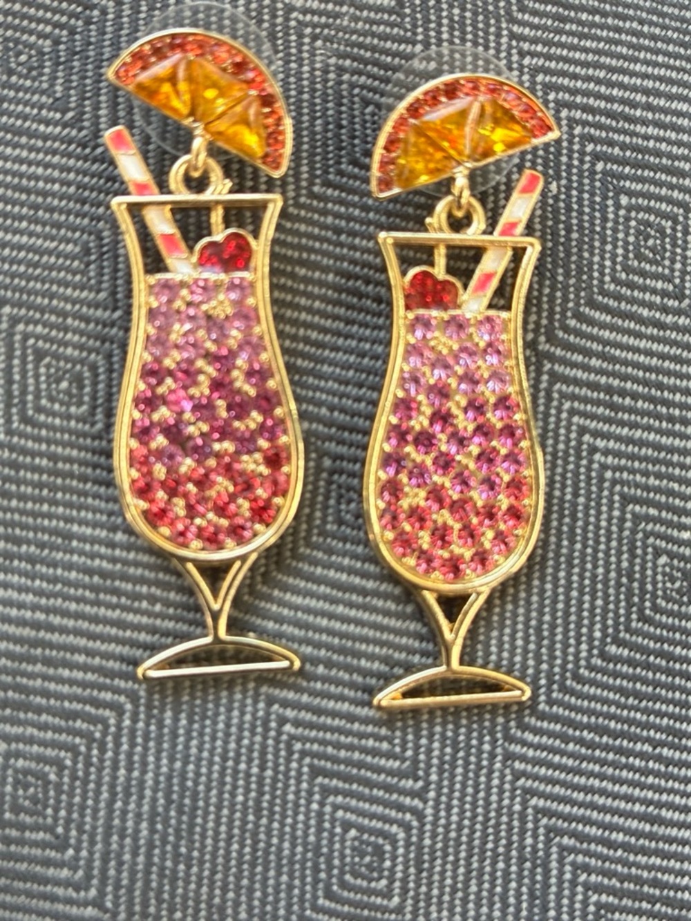 Missoni for Target Pink and Orange Cocktail Glass Drop Earrings